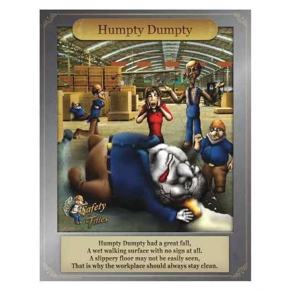 Safety Poster, Humpty Dumpty - Fall Protection, Paper, 16 in W, 12 in H