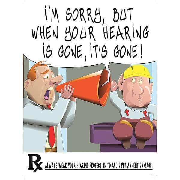 Safety Poster, Hearing Protection, Paper, 16 in W, 12 in H