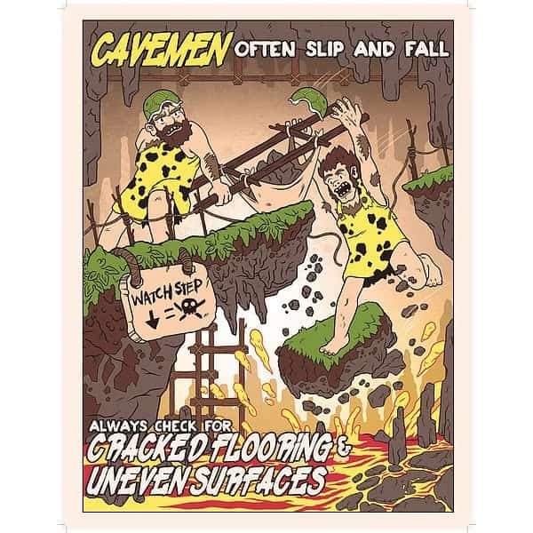 Safety Poster, Caveman Lockout/Tagout, Paper, 27 in W, 21 in H