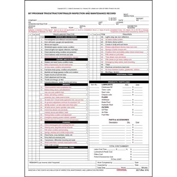 CA Truck/Trailer Inspection Report, PK10