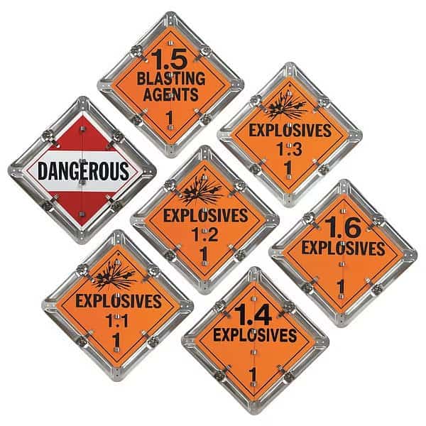 DOT Container Placard, Various DOT Classes, Aluminum, 14" W x 1/2" H