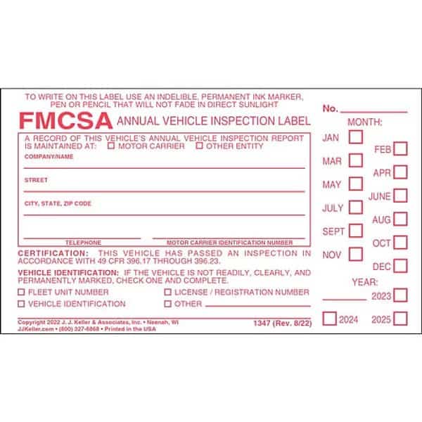 Vehicle Inspection Decal, Vinyl, PK10
