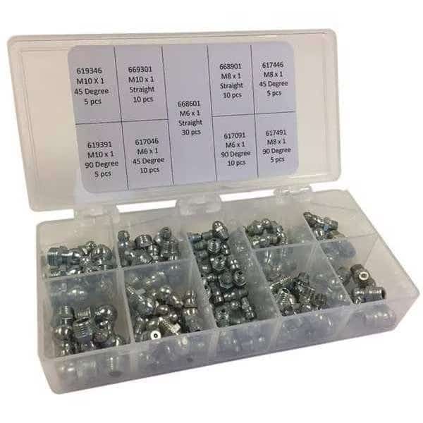Grease Fitting Kit,Metric Type,90 Pieces , Mfr#: GFD6000