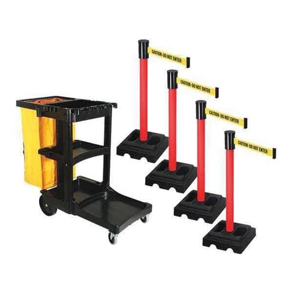Barrier Systems, 15 ft Length, 40 in Post Height, Caution Do Not Enter
