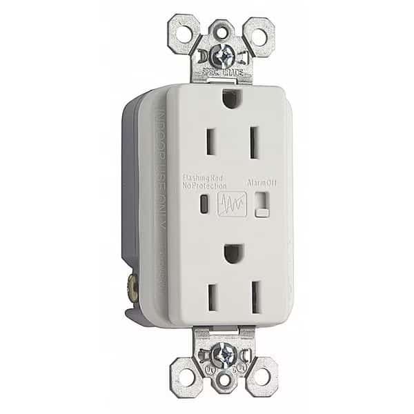Urge Protective Duplex Receptacle, Number of Gangs: 1 Nylon, Matte Finish, White