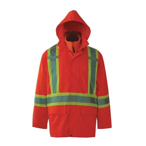3-in-1 Tri-Zone Rain Jacket, 300 Denier Polyester/PVC, Class 3 Type R, Orange, S