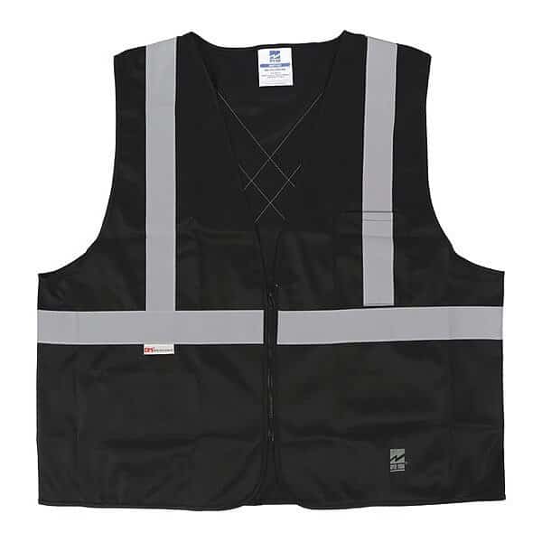 Safety Vest, Solid, Zipper, Black, L/XL, PK25, Open Road, Mfr#: U6109BK-L/XL