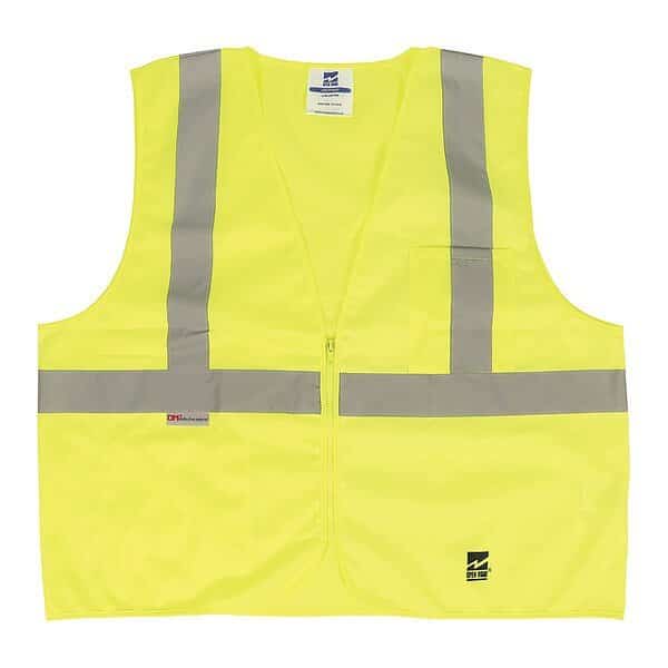 Safety Vest, Solid, Zipper, Grn, 2/3XL, PK25