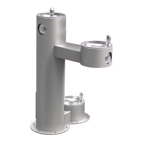 Pedestal Pet Station Drinking Fountain, 2 Level, 14" D, 40.3125" H, 31" W
