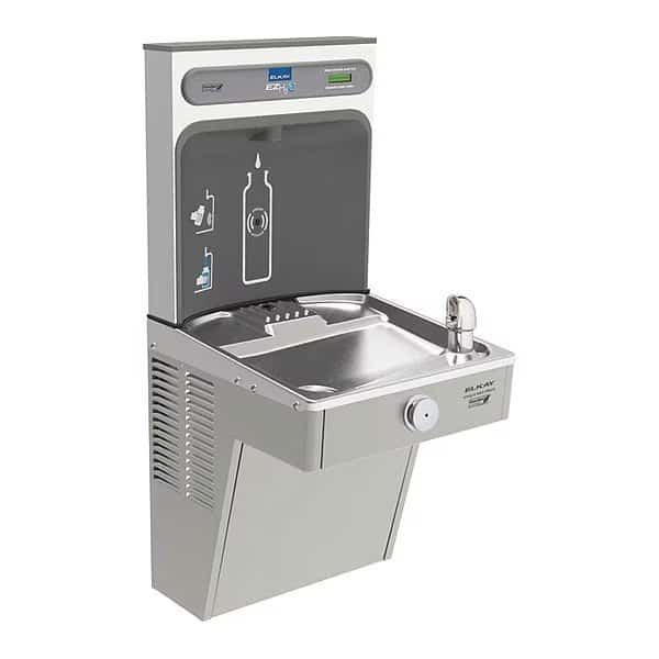 Drinking Fountain with Bottle Filler On-Wall Mount, 1 Levels, Silver, Indoor