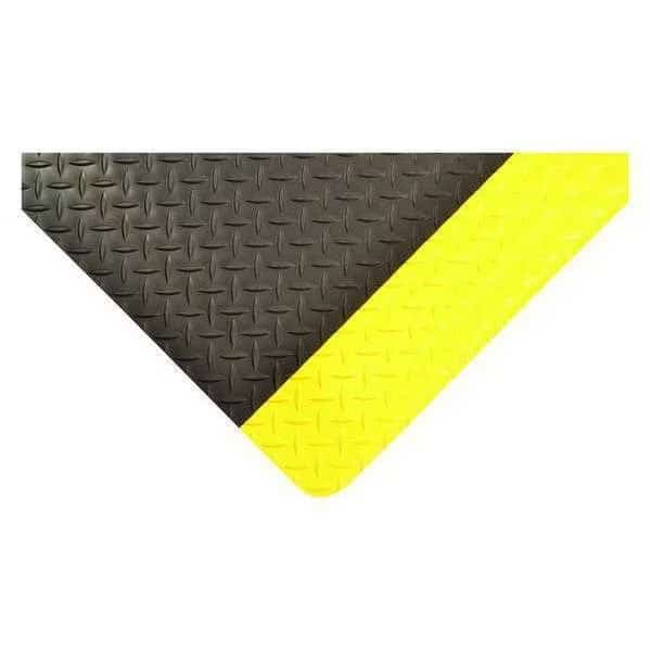 Antifatigue Mat, 5 ft. L x 3 ft. W, 9/16" Thickness, Vinyl, Diamond Plate, Black/Yellow