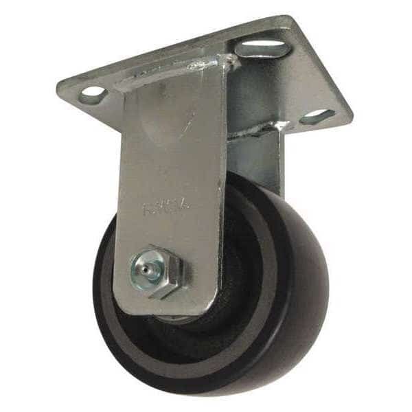 Plte Caster, Rgd, Poly, 4", 600 lb., Blue, Rwm, Mfr#: 65-UIB-0420-R-Q-80A