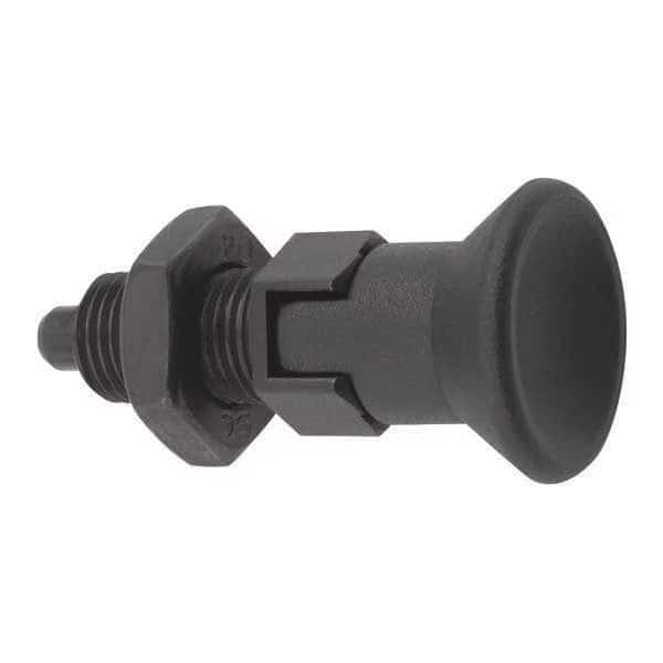 Indexing Plunger D1= 3/8-24, D=5, Style D, Lockout Type w Locknut, Steel Hardened, Knob Plastic
