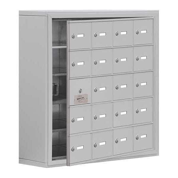 Cell Phone Locker, 30 1/2 in W, 9 1/4 in D, 31 in H, (4) Wide, (5) Tier, Silver