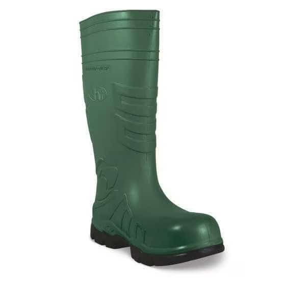 Men's Poly Tuff Polyurethane Boots, Composite Toe, Black, Green, 4