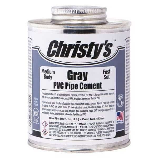 Pipe Cement,Gray,16 oz., Mfr#: RH-MGLV-PT-12, CHRISTY'S