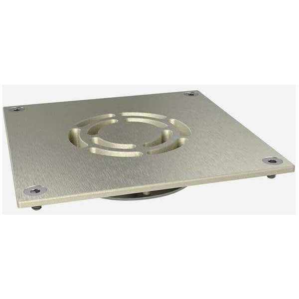 Square Floor Drain, Nickel Bronze/Cast Iron, 2", No-Hub