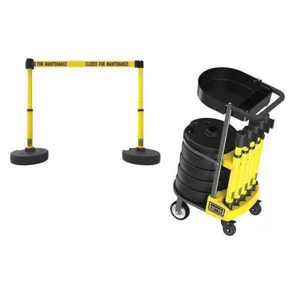 Belt Barrier System, 15 ft Length, 22 in to 42 in Post Height, Closed for Maintenance