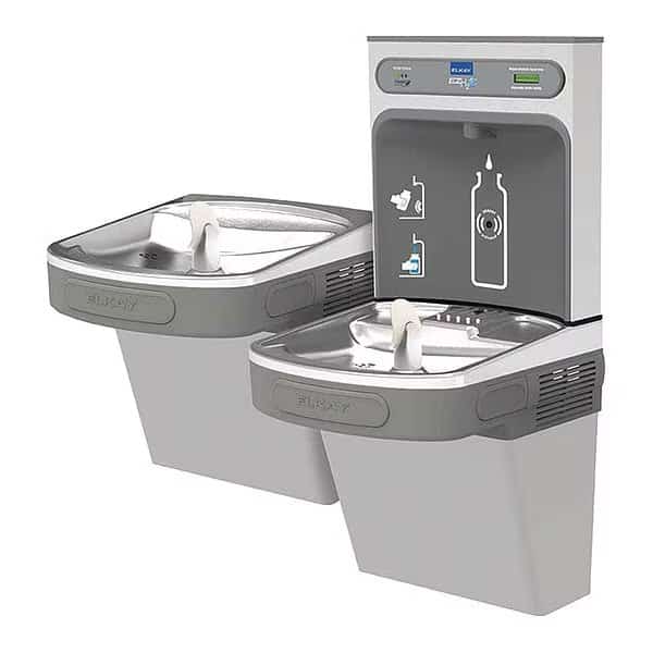 Bottle Fill Station, 2-Lvl Cooler, Fltrd 2 Levels, Light Gray Granite, Indoor