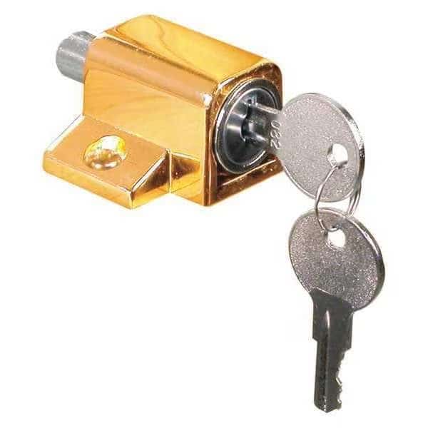 Keyed Sash Lock, 9/16 in. Projection, Diecast, Brass Plated Finish (Single Pack)