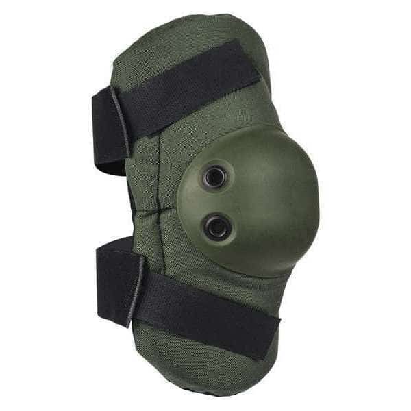 Elbow Pads, Tactical, Foam Pad, Rubber Cap, Clip Closure, 2 Straps, Green, Universal