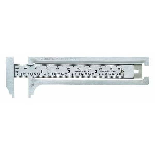 Pocket Slide Caliper, Steel, 1/2" Jaw D
