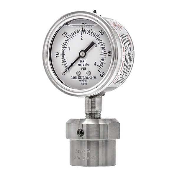 Pressure Gauge,Nominal 2-1/2" Dial, Mfr#: 301L254D/0JJJ100, PIC GAUGES