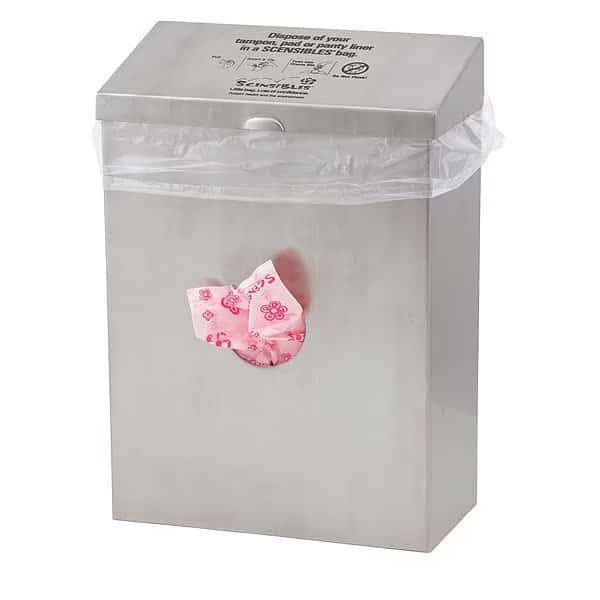 Sanitary Napkin Receptacle/Liner, Silver