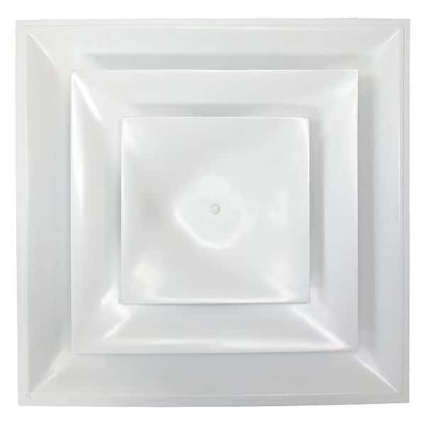 8 in Square Step-Down Ceiling Diffuser, White, American Louver, Mfr#: STR-C-8W-FR