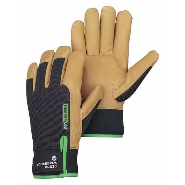 Cold Protection Gloves, Goatskin Leather Palm, CZone Membrane Lining, Black/Tan, S