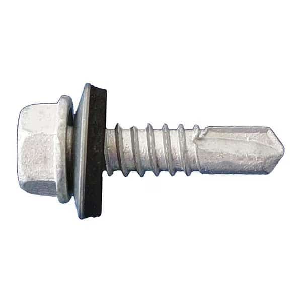 Self-Drilling Screw, #8 x 1 in, Dagger Guard Steel Hex Head External Hex Drive, 3500 PK
