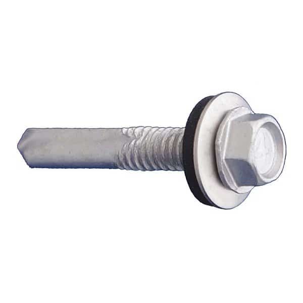 Self-Drilling Screw, #12-24 x 1-1/4 in, Dagger Guard 410 Stainless Steel Hex Head 2500 PK