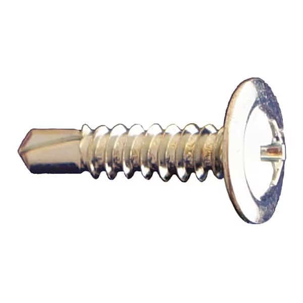 Self-Drilling Screw, #8 x 1-7/8 in, Clear Zinc Plated Steel Truss Head Phillips Drive, 3000 PK