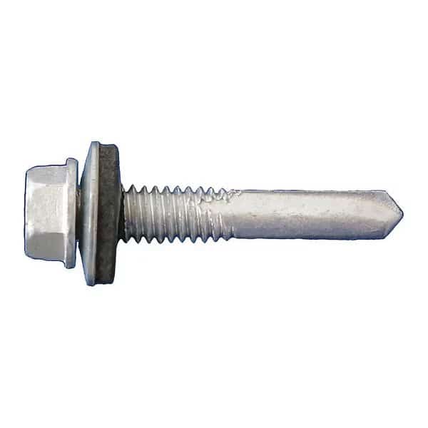 Self-Drilling Screw, #12-24 x 7/8 in, Dagger Guard Steel Hex Head Hex Drive, 4000 PK