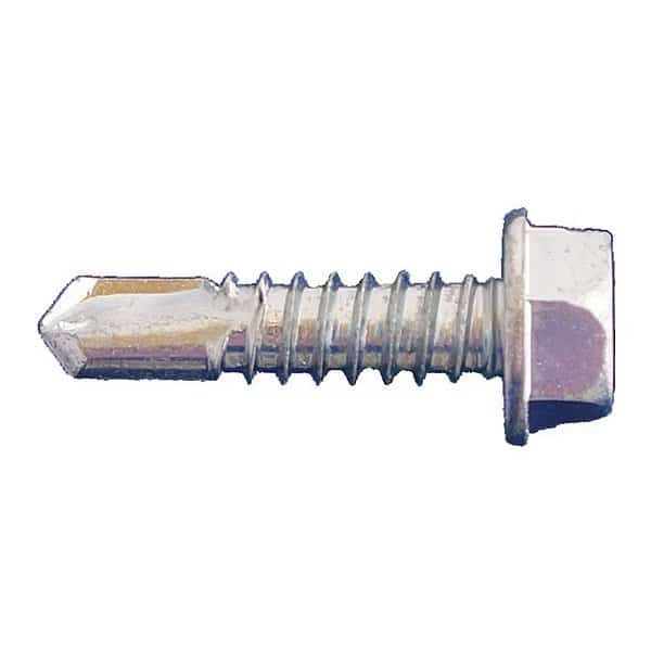 Self-Drilling Screw, #8 x 2 in, Zinc Plated Steel Flange Hex Head External Hex Drive, 3000 PK