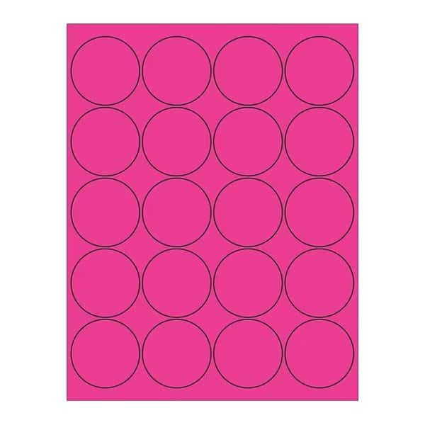 Tape Logic Circle Laser Labels, 2", Fluorescent Pink, PK2000