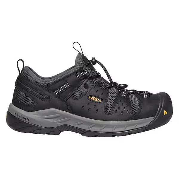 Men's Hiker Shoe, Steel Toe, Leather, Mesh Upper, Rubber Outsole, Lace Up, Black/Dark Shadow, D