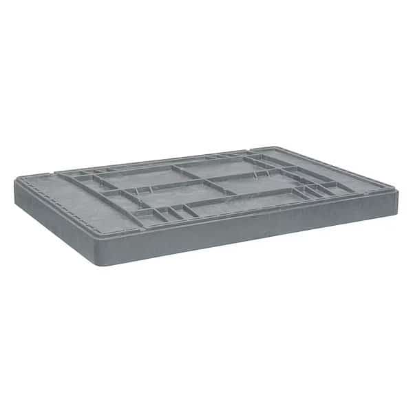 Bulk Container Lid, 42 1/2 in L, 29 3/4 in W, 29 45/64 in H, Gray, Plastic