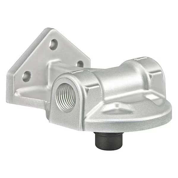 Fuel Filter Base, 3-1/4" L, Gray, Aluminum