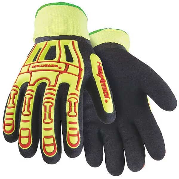 Hi-Vis Cold Protection Gloves, Nitrile Palm, Fleece Lining, Hi-Visibility Yellow/Red/Black, L ( 9 )