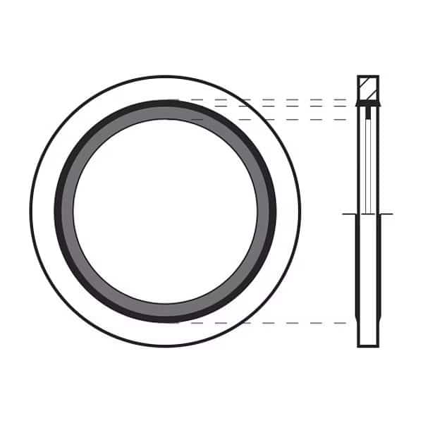 Sealing Washer, Fits Bolt Size M4 Steel/Buna-N, Cadmium Plated Finish