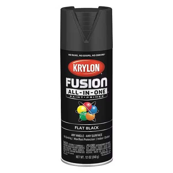Rust Preventative Spray Paint, Black, Flat, Solvent, 12 oz