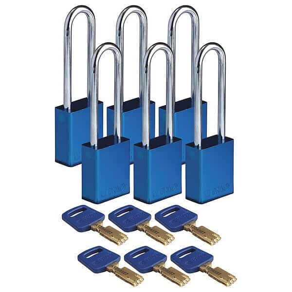 Lockout Padlock, Blue, 1-1/2" W Body, PK6