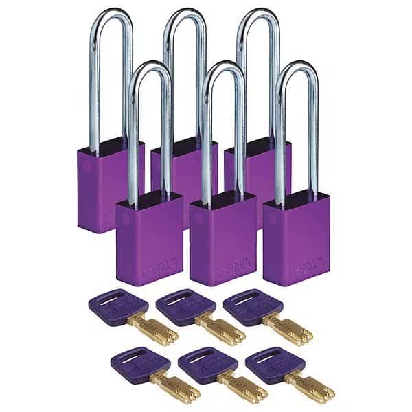 Lockout Padlock, Purple, 1-1/2" W Body, PK6