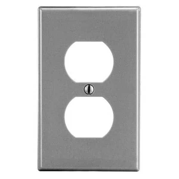 Duplex Receptacle Wall Plate,Gray, Mfr#: P8GY, HUBBELL WIRING DEVICE-KELLEMS