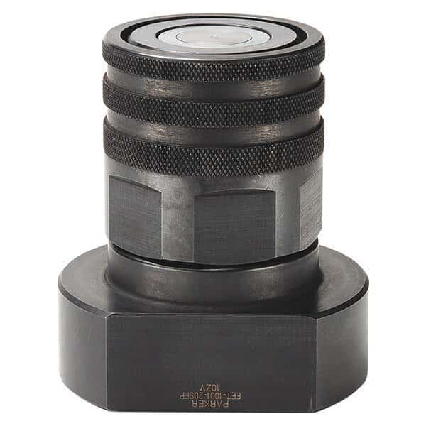 Hydraulic Quick Connect Hose Coupling, Steel Body, Thread-to-Connect Lock, 9/16"-18 Thread Size