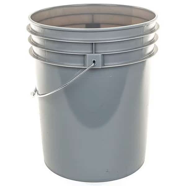 5 gal Round Pail, Gray, High Density Polyethylene
