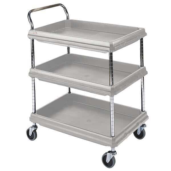 Laboratory Utility Deep Ledge Cart, Polymer, 3 Shelves, 33 3/4 in L, 21 1/2 in W, 33 1/4 in H