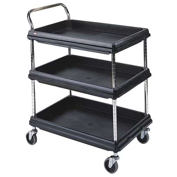 Laboratory Utility Deep Ledge Cart, Polymer, 3 Shelves, 33 3/4 in L, 21 1/2 in W, 33 1/4 in H