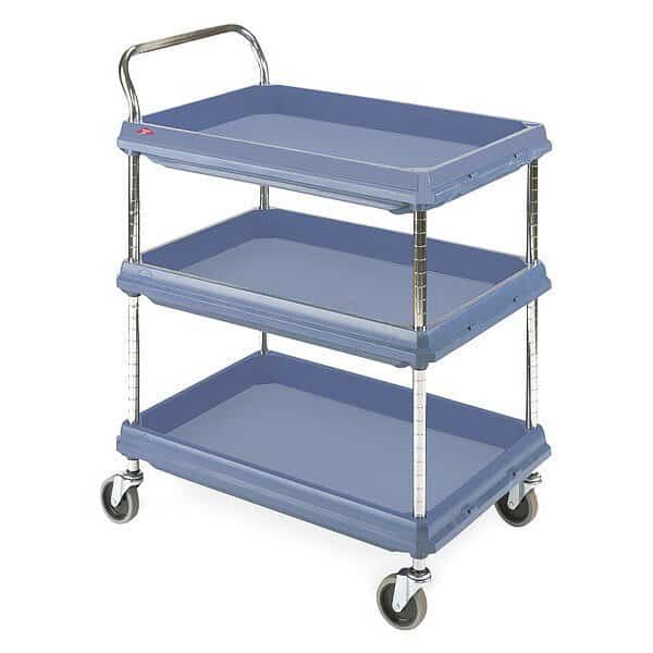 Laboratory Utility Deep Ledge Cart, Polymer, 3 Shelves, 33 3/4 in L, 21 1/2 in W, 33 1/4 in H